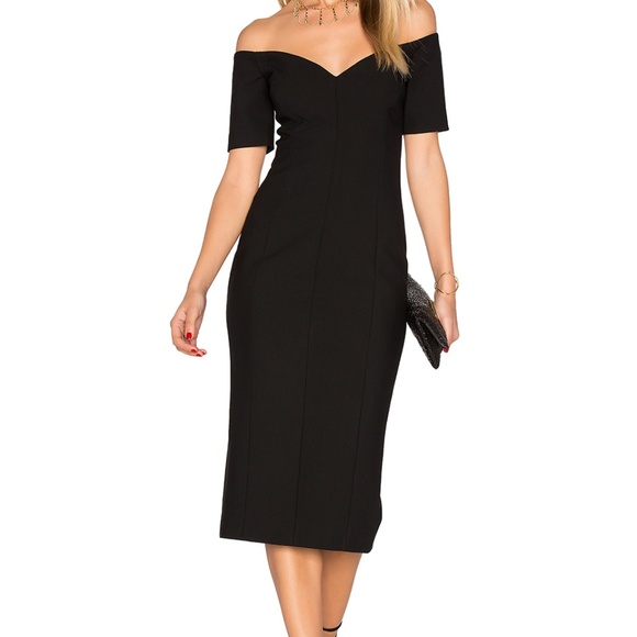 Cinq à Sept Birch Off-The-Shoulder Dress Black Sz2 - Picture 3 of 7